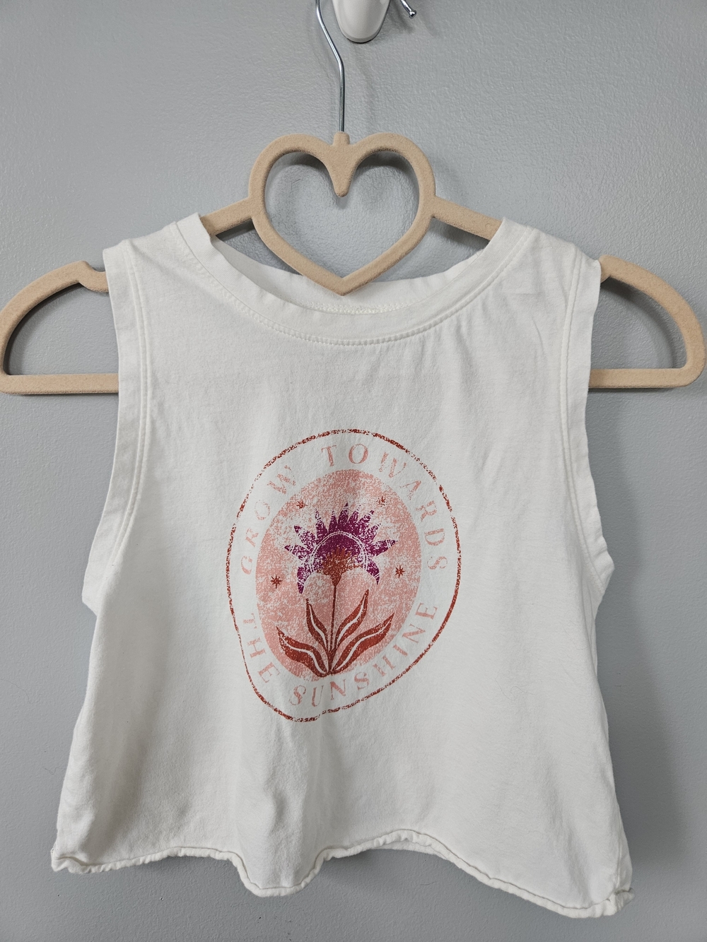 Girls' Cream Graphic Tank Top with Floral Sunburst - Picture 3 of 7